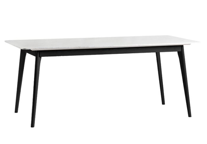 VESTA RECT DINING TABLE MARBLE BLACK LEG