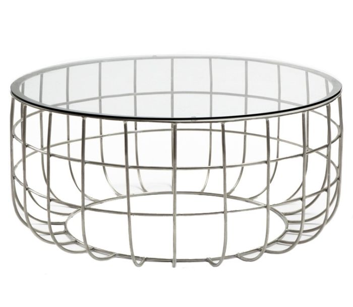 IRON METAL AND GLASS COFFEE TABLE