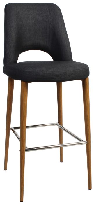 Albery Light Oak Metal Barstool Charcoal