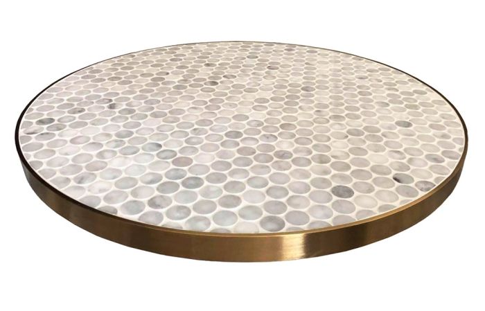 Brass Edge Penny Tile Table Top