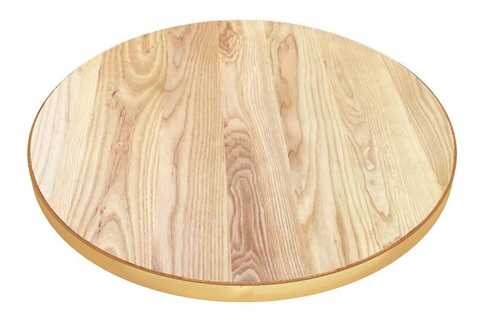 Round Brass Edge Timber Table Top