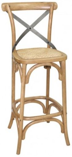 Cross Back Wooden Barstool - Front