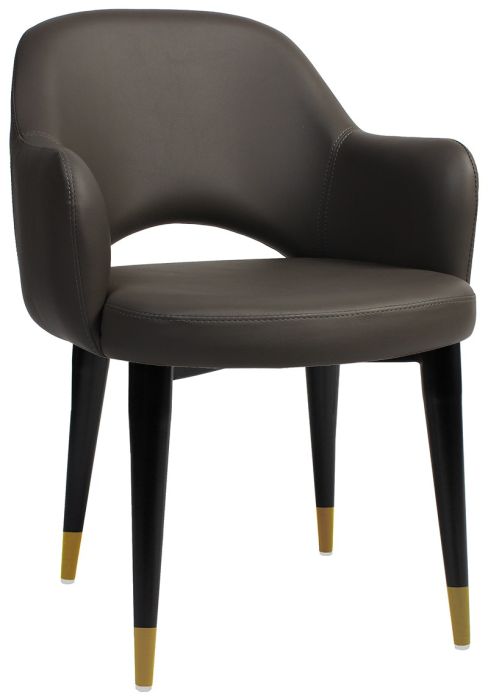 Albery Vinyl Black and Brass Timber Leg Chair