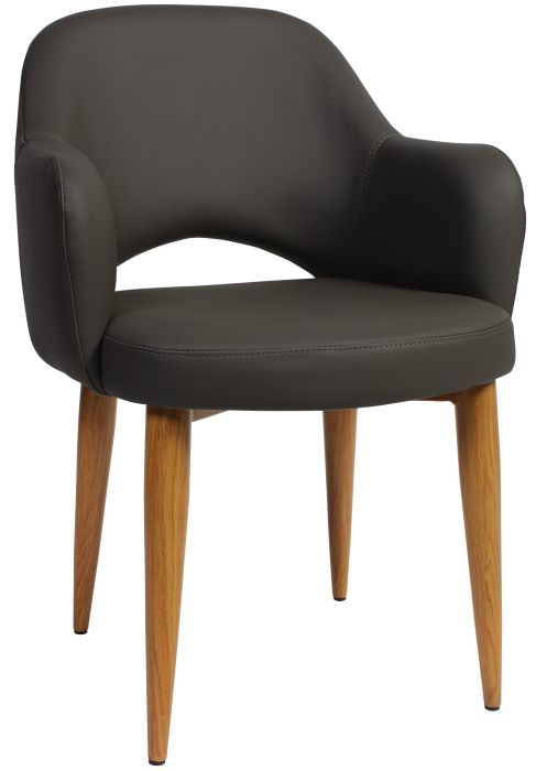Albery Vinyl Light Oak Metal Leg Chair