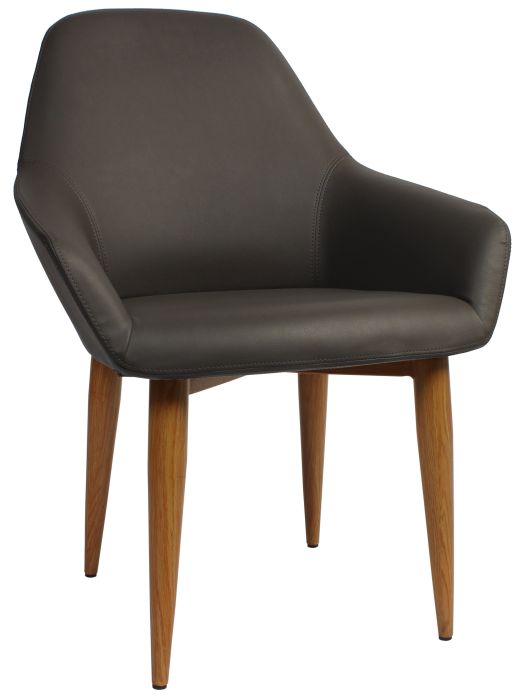 Bronte Vinyl Light Oak Metal Leg Tub Chair