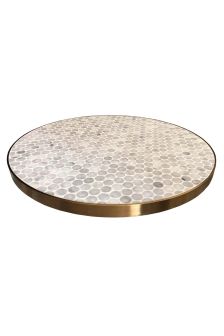 Brass Edge Penny Tile Table Top