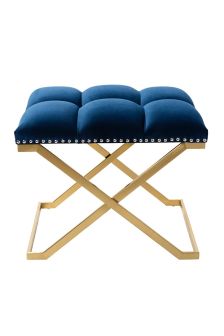 Aimee Navy Velvet Ottoman