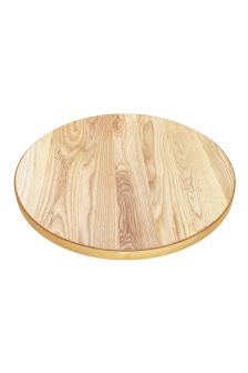 Round Brass Edge Timber Table Top
