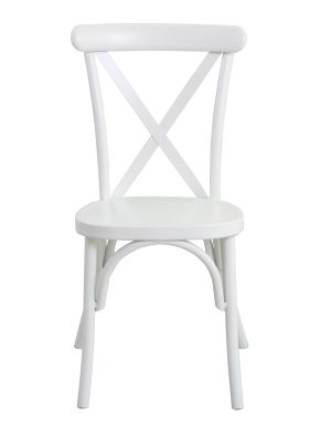 Gloss Cross Back Chair - White, Front