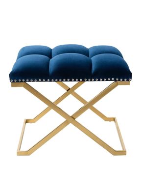 Aimee Navy Velvet Ottoman