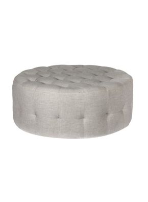 Round Linen Ottoman 