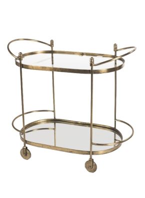 2-SHELVES BRASS DRINKS TROLLEY 