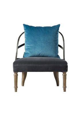 Jam Chair Grey Velvet Seat Aqua Cushion