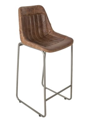 Leather Barstool with Iron Legs
