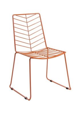 Retro Design Steel Leaf Chair - Orange, Diagonal Front