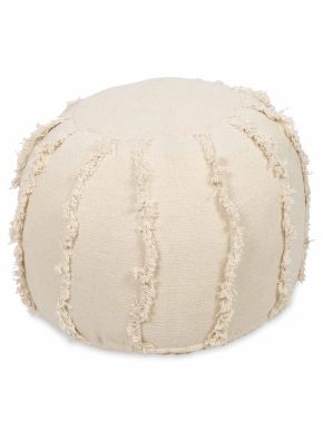 Kitson Round Hand Woven Stone Wash Cotton Ottoman  with Thermocol Bean Filler 