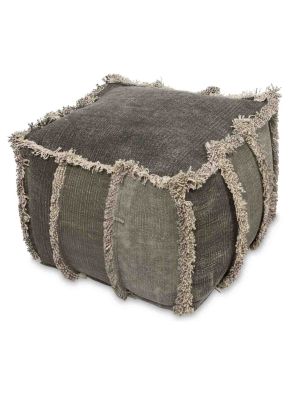 Kitson Square Hand Woven Stone Wash Cotton Ottoman  with Thermocol Bean Filler 