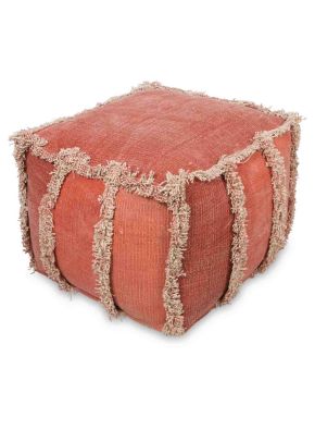 Kitson Square Hand Woven Stone Wash Cotton Ottoman  with Thermocol Bean Filler 