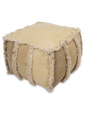 Kitson Square Hand Woven Stone Wash Cotton Ottoman  with Thermocol Bean Filler 