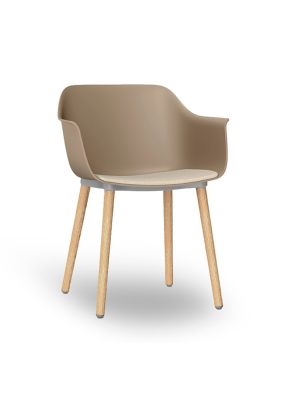 Shape Wood Upholstered Armchair
