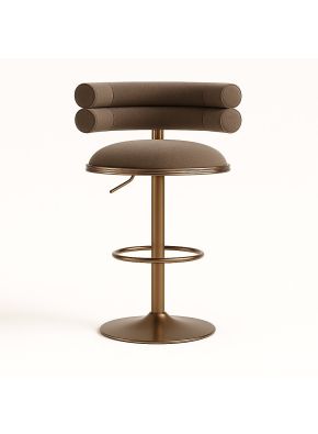 Spencer Commercial Bar Stool in brown and bronze, front view.