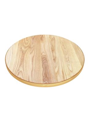 Round Brass Edge Timber Table Top