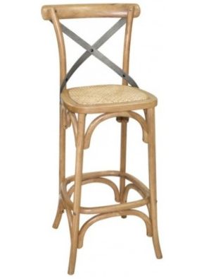 Cross Back Wooden Barstool - Front