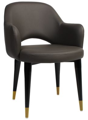 Albery Vinyl Black and Brass Timber Leg Chair