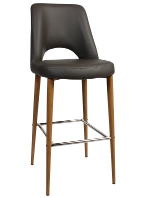 Albery Vinyl Light Oak Metal Barstool