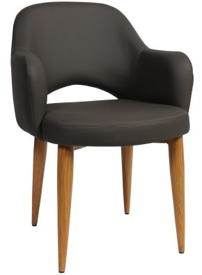 Albery Vinyl Light Oak Metal Leg Chair