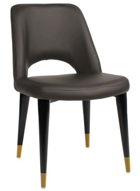 Albery Vinyl Black and Brass Chair